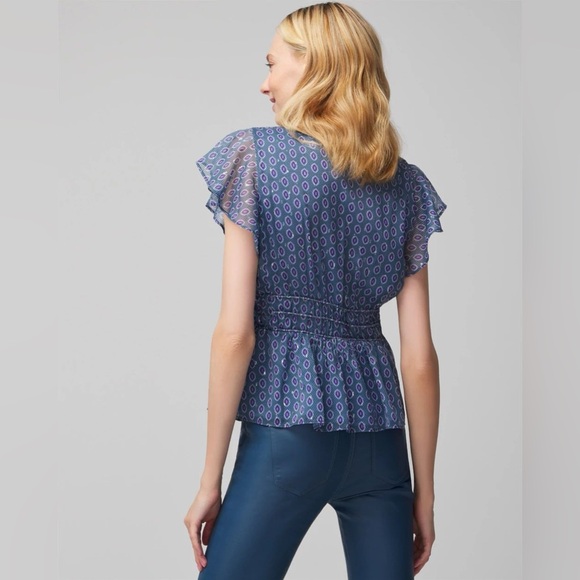 WHITE HOUSE BLACK MARKET V-Neck Flutter Sleeve Shell Top - Picture 2 of 5